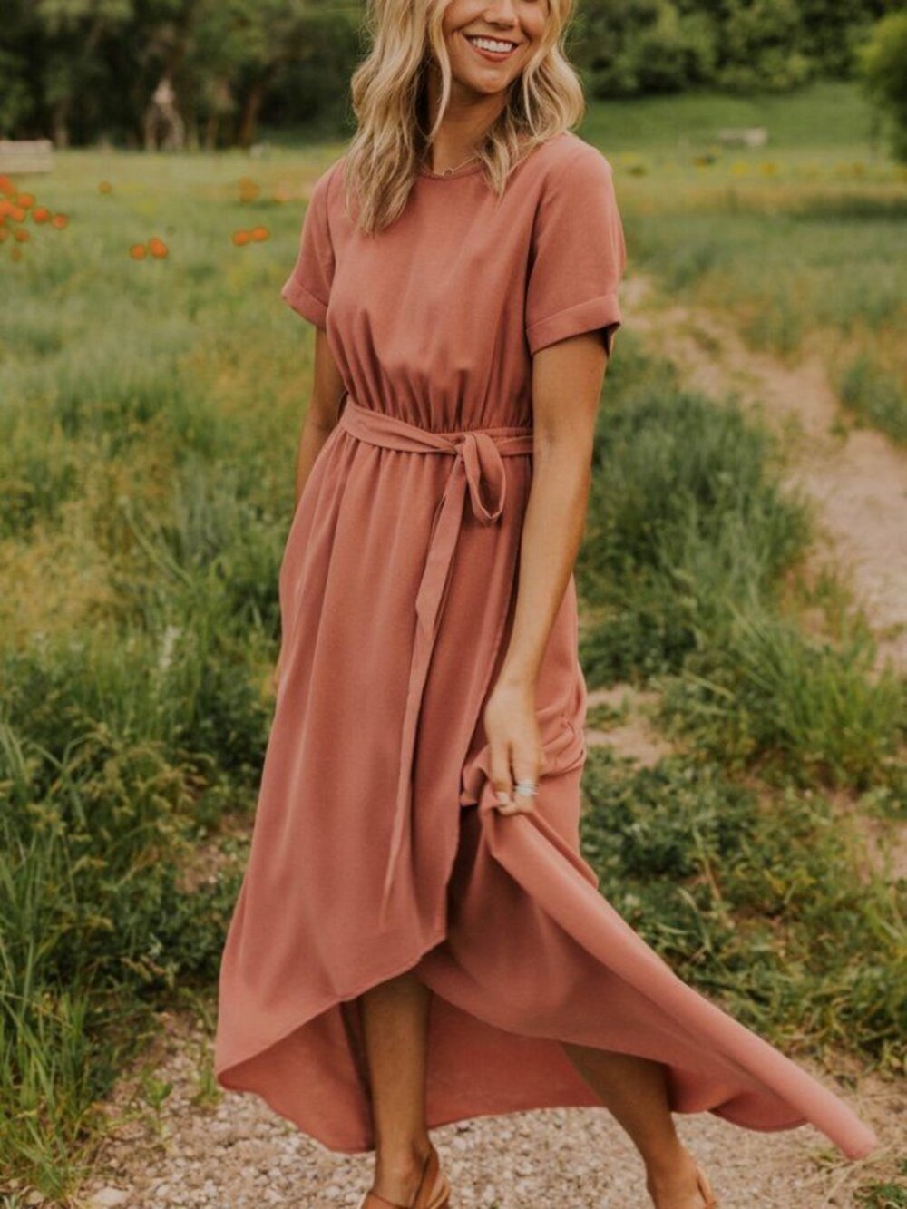 NWT Roolee Women's Taylor Jane Wrap Maxi Dress in Pink Mauve Size Medium